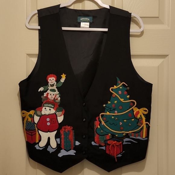 Ugly Christmas vest Snowden vest and friend vintage Size Large - Picture 2 of 9
